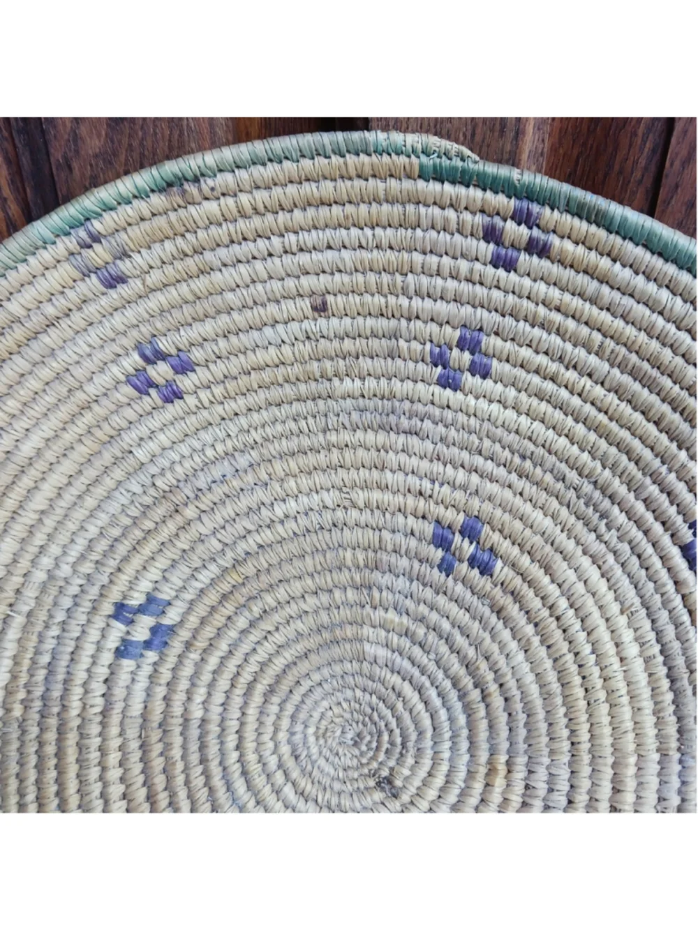 VTG Primitive Hand Woven Coil Grass Basket Bowl 11-in Farmhouse Folk Art